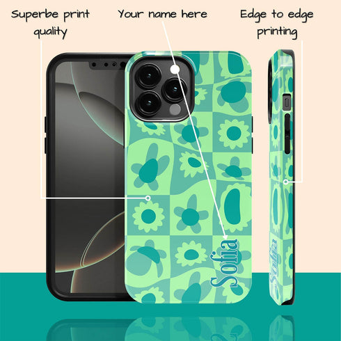 Personalized Retro Warp Floral Groovy iPhone Case